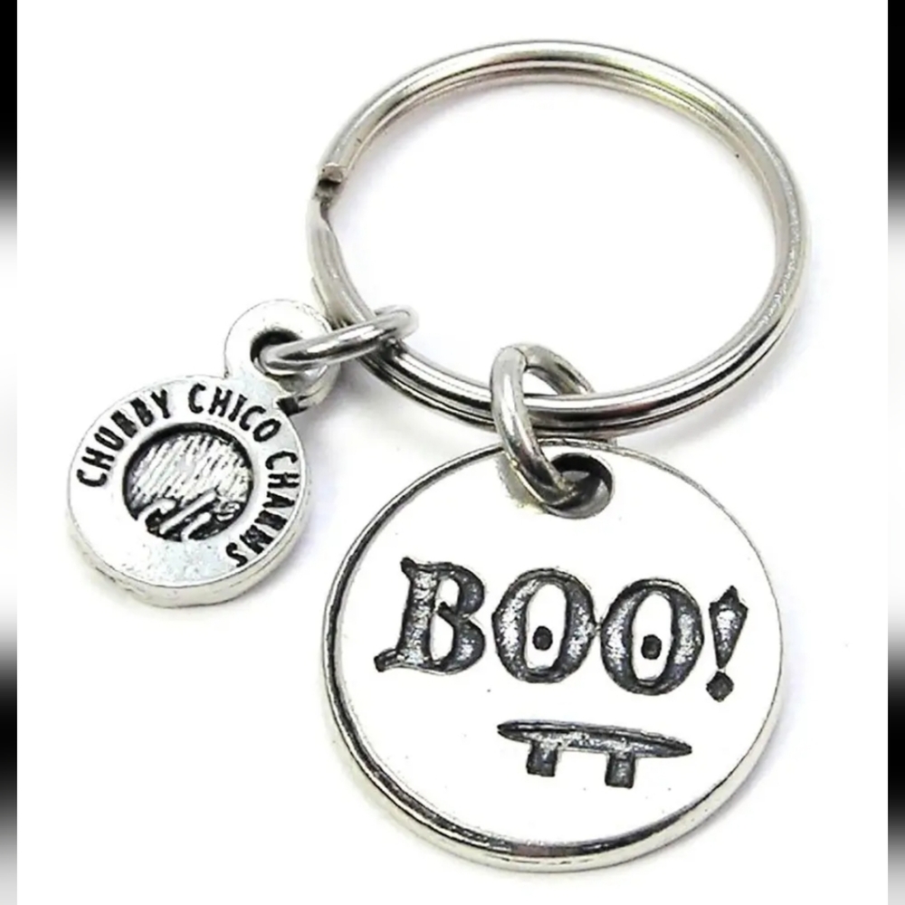 Pewter Keychain Halloween Chubby Chico‎ Charms BOO! Halloween Keyring NWT